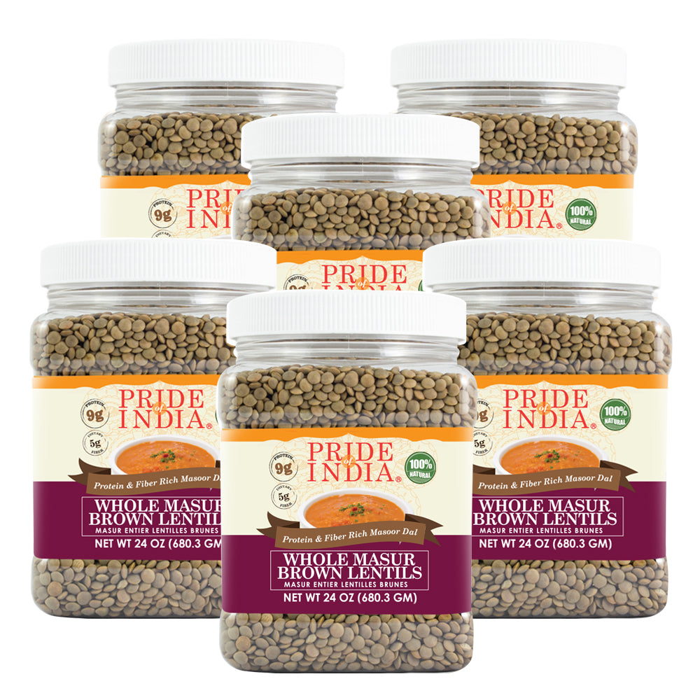 Indian Whole Brown Crimson Lentils - Protein & Fiber Rich Masoor Whole Jar