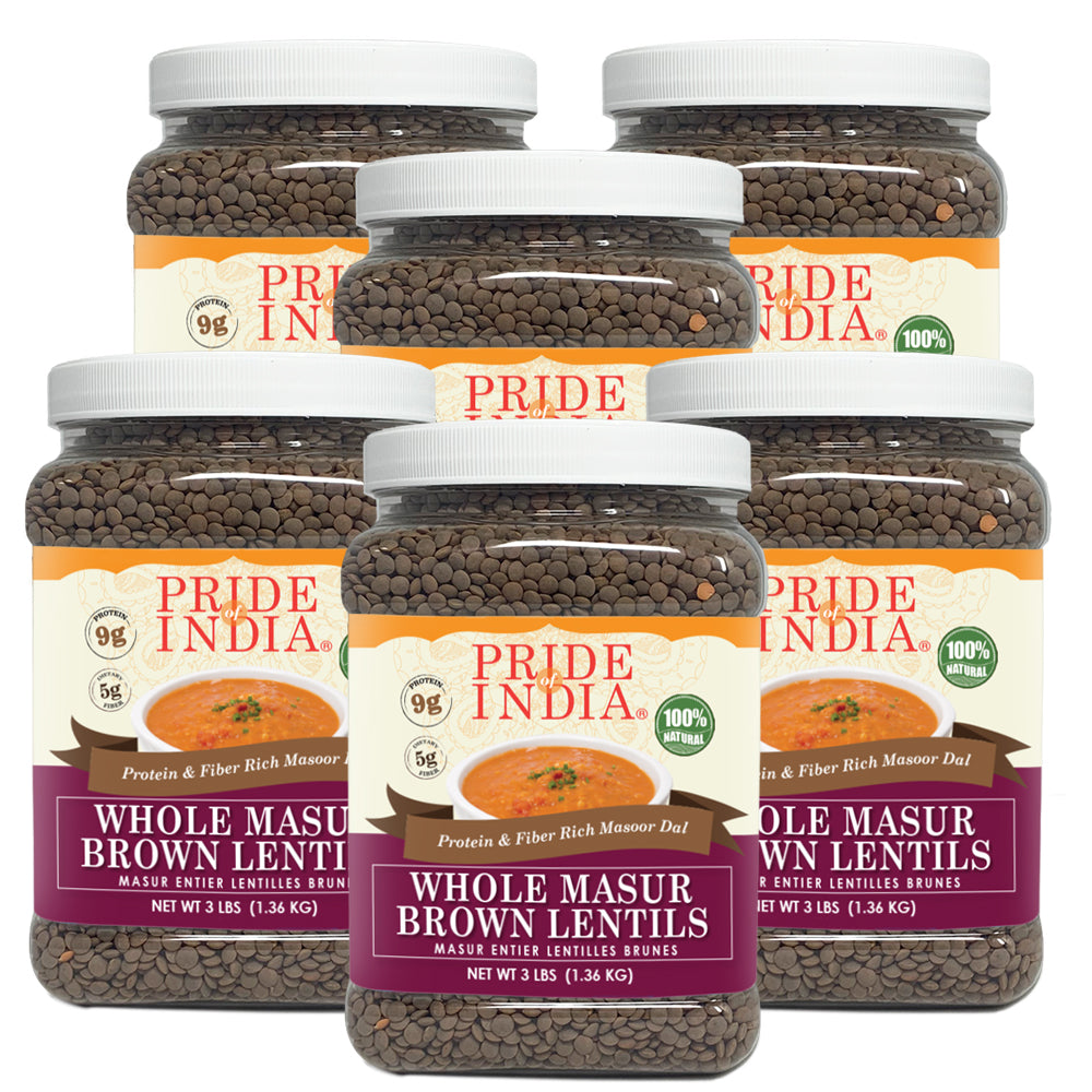 Indian Whole Brown Crimson Lentils - Protein & Fiber Rich Masoor Whole Jar