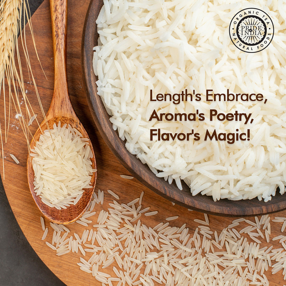 Extra Long Indian White Basmati Rice - Naturally Aged Aromatic Grain Jar