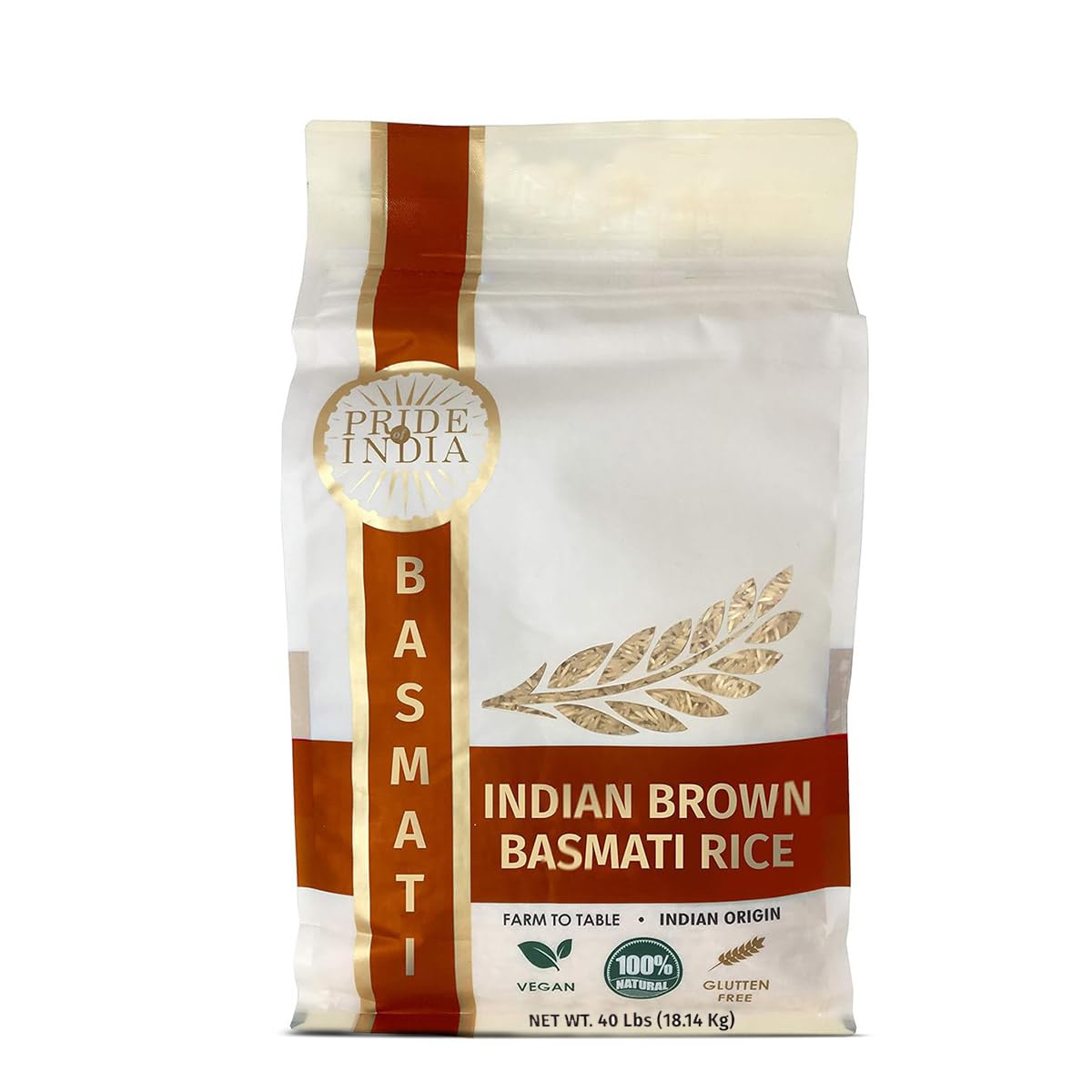 Extra Long Indian Brown Basmati Rice - Naturally Aged Healthy Grain Jar