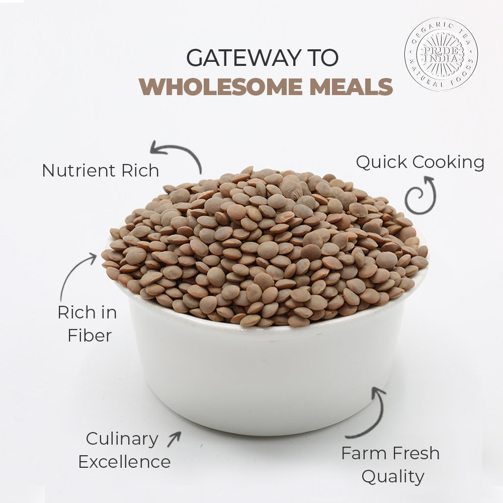 Indian Whole Brown Crimson Lentils - Protein & Fiber Rich Masoor Whole Jar