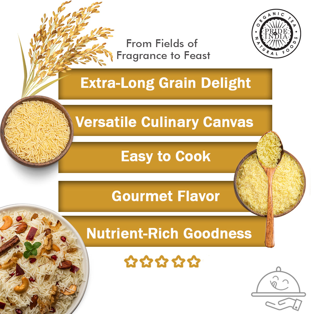 Extra Long Indian Golden Basmati Rice - Healthy Parboiled Sella Grain Jar