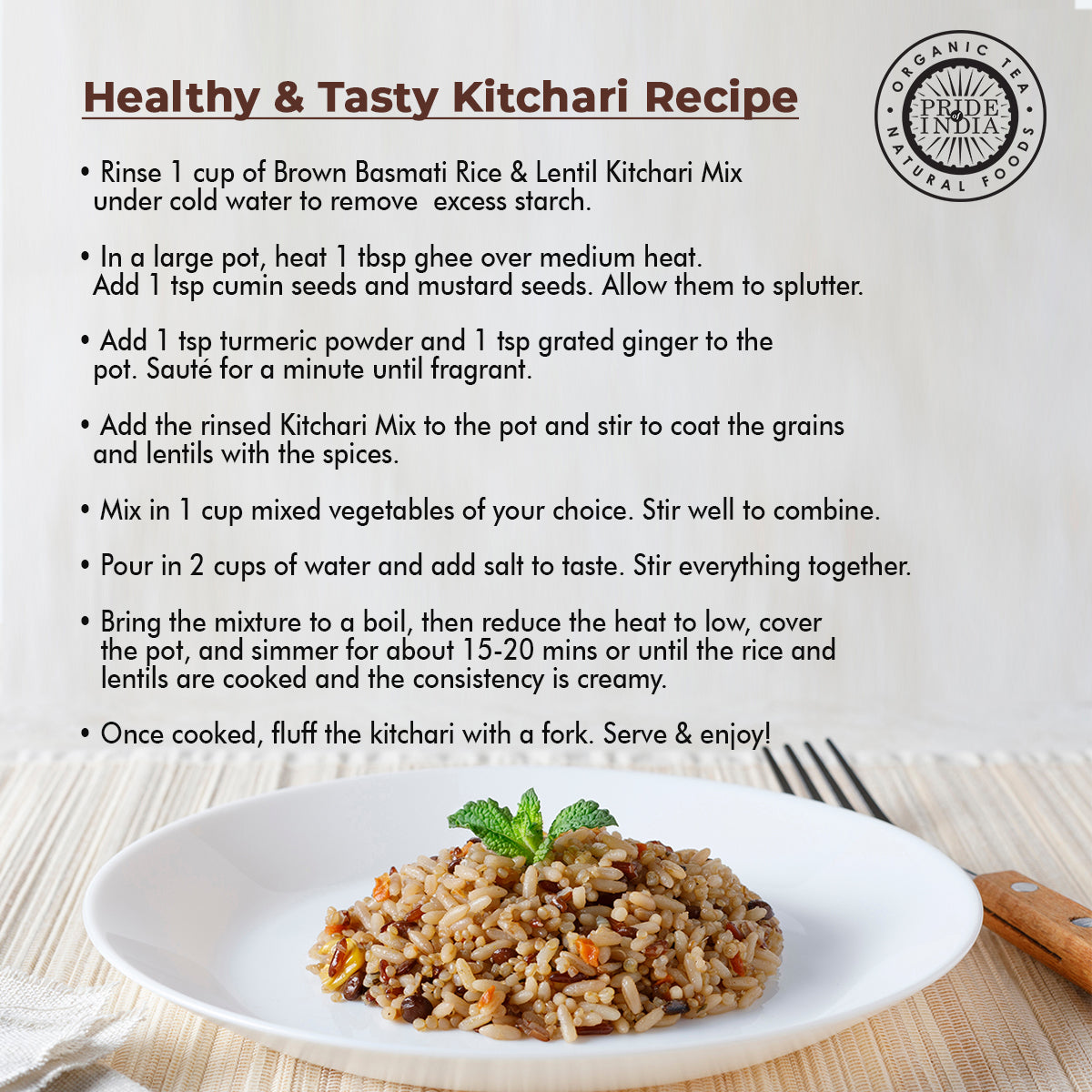 Indian Brown Basmati Rice & Lentil Kitchari Mix - Protein Superfood Jar