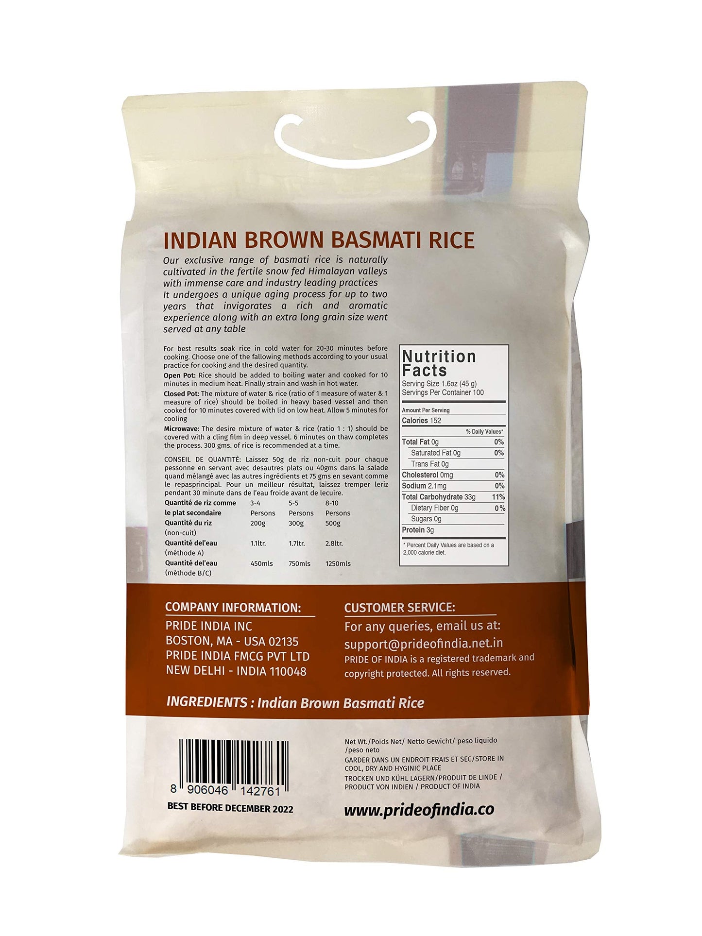 Extra Long Indian Brown Basmati Rice - Naturally Aged Healthy Grain Jar