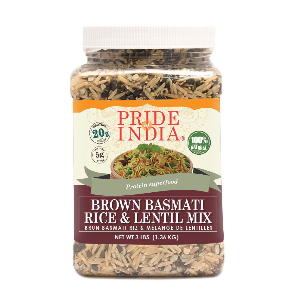 Indian Brown Basmati Rice & Lentil Kitchari Mix - Protein Superfood Jar