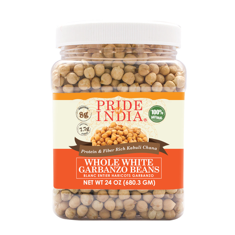 Indian Whole White Garbanzo Beans 10mm - Protein & Fiber Rich Kabuli Chana Jar