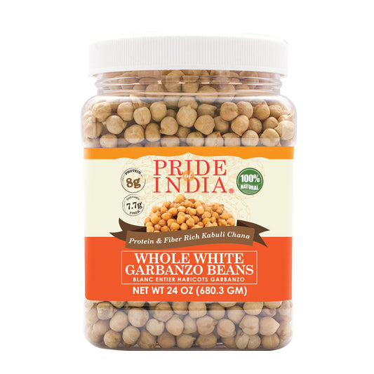 Indian Whole White Garbanzo Beans 10mm - Protein & Fiber Rich Kabuli Chana Jar