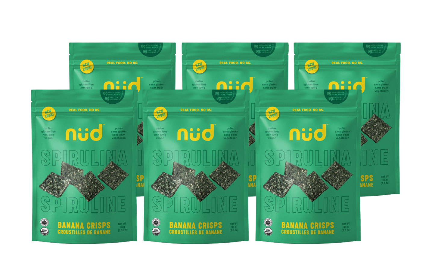 Spirulina Banana Crisps, 6 x 66g-Pack